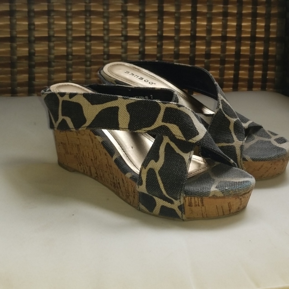 Giraffe print wedges